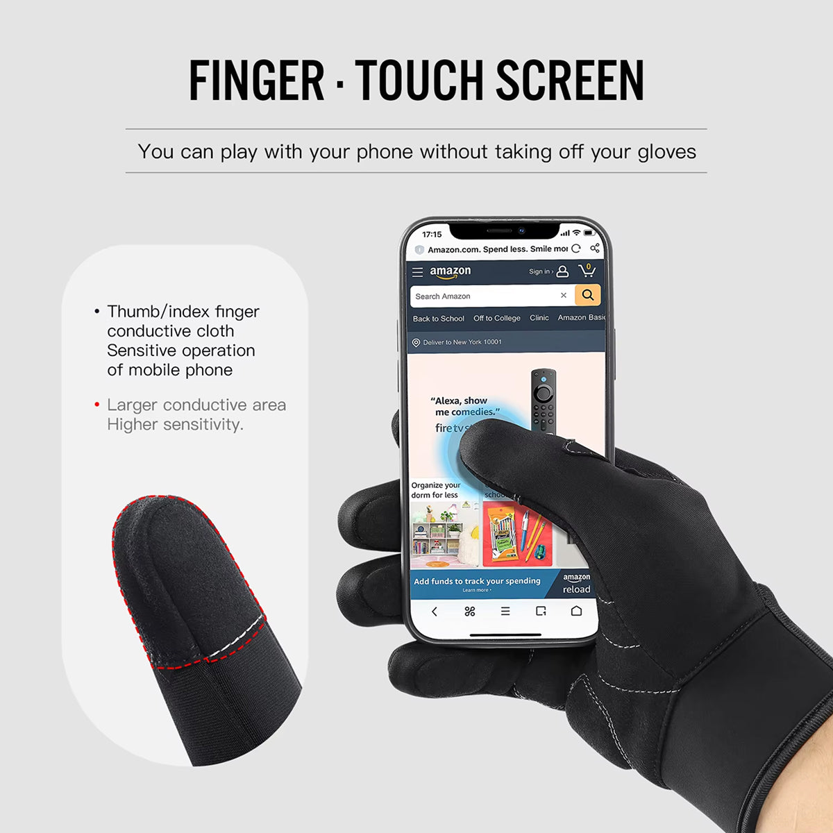 GlovyClik Thermal Gloves With Touchscreen Fingers
