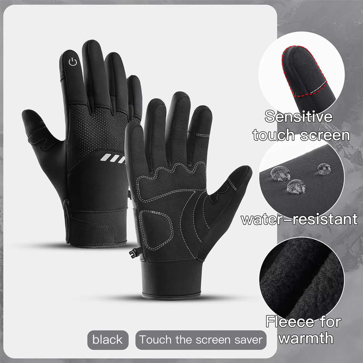 GlovyClik Thermal Gloves With Touchscreen Fingers