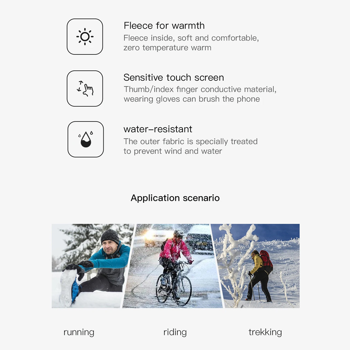 GlovyClik Thermal Gloves With Touchscreen Fingers