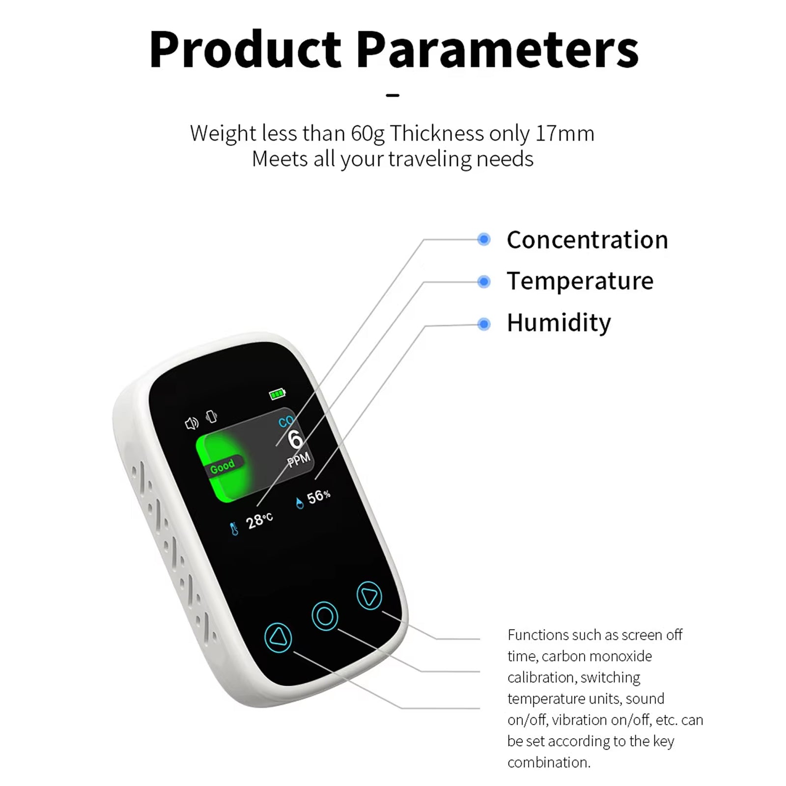 OxiTeky Travel Carbon Monoxide Detector